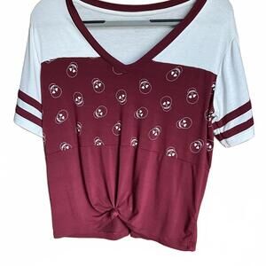 NoBo Maroon/White Skull Print Shirt  XL